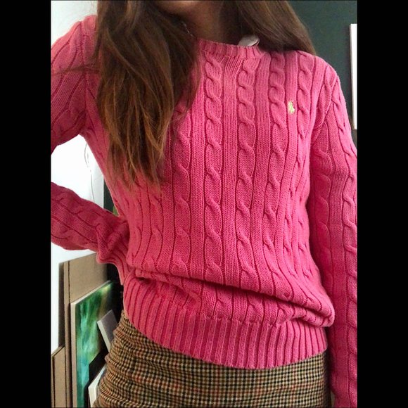 Vintage Pink Ralph Lauren Sweater with Green Logo - Picture 2 of 3